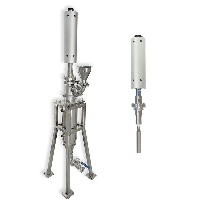 Ultrasonic homogenizer for the industrial production of pigment and polymer dispersions